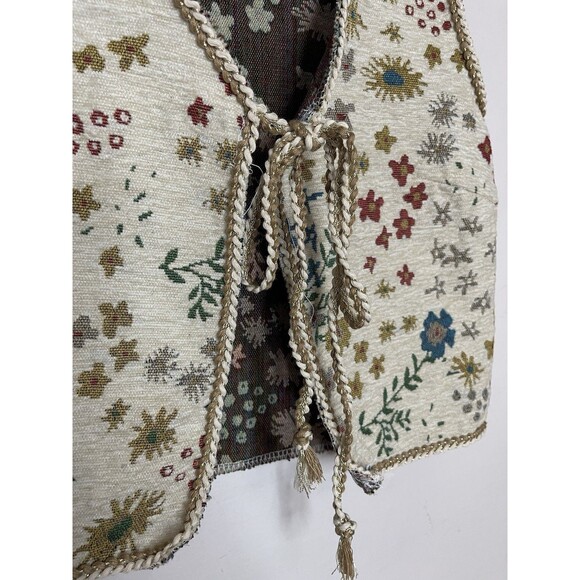 Tie Front Vest Fabric Like Floral Sleeveless top SHEIN Womens Medium Beige - Picture 5 of 7